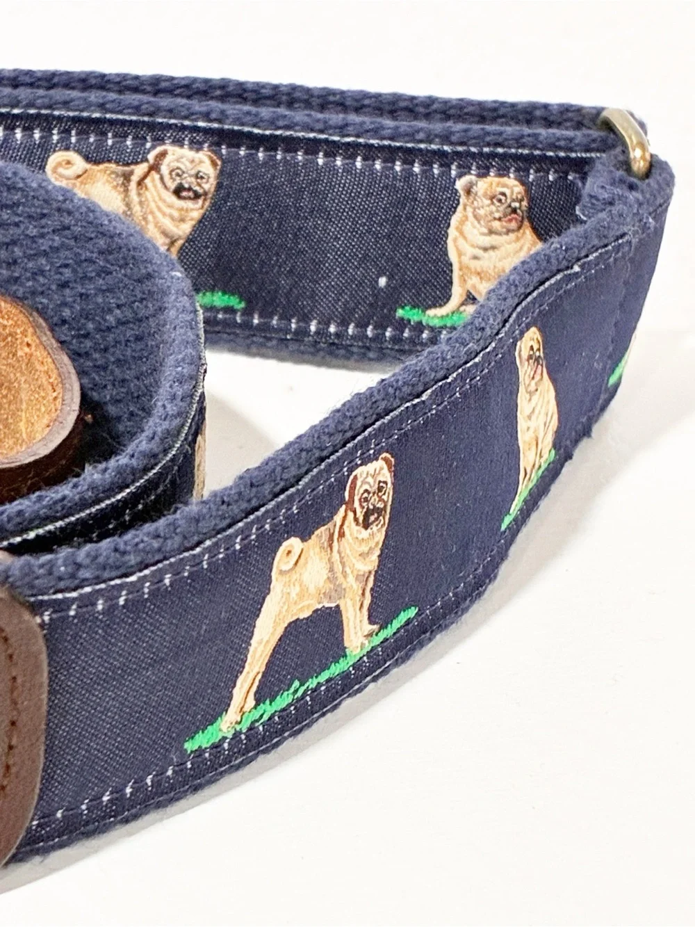 ALYNN Canvas Leather Belt Pug Dog Size  Adjustable 29-42 Waist